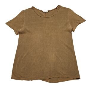 Ozma of California Silk Noil Jersey Tee Shirt Women's Medium Quiet Luxury